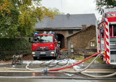 les pompiers en intervention sur l'incendie à Waimes, près de Malmedy